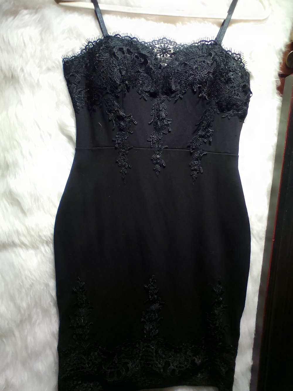 Haute Monde Black Lace-Trim Mini Dress